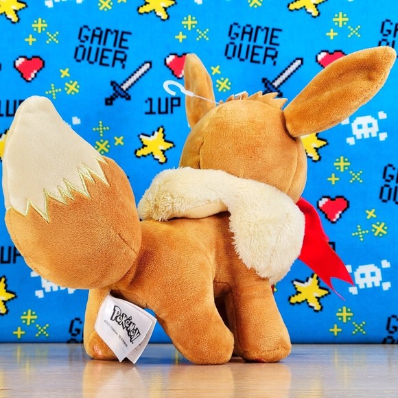 Jazwares Pokemon Eevee With Red Ribbon 7" UltraSoft Christmas Holiday Plush NWT - Picture 2 of 7